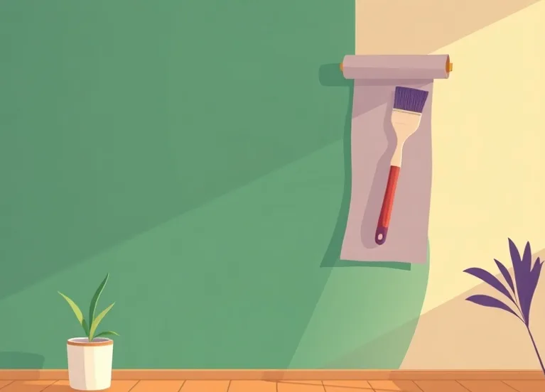 Pose de papier peint, rouleau et brosse à maroufler
